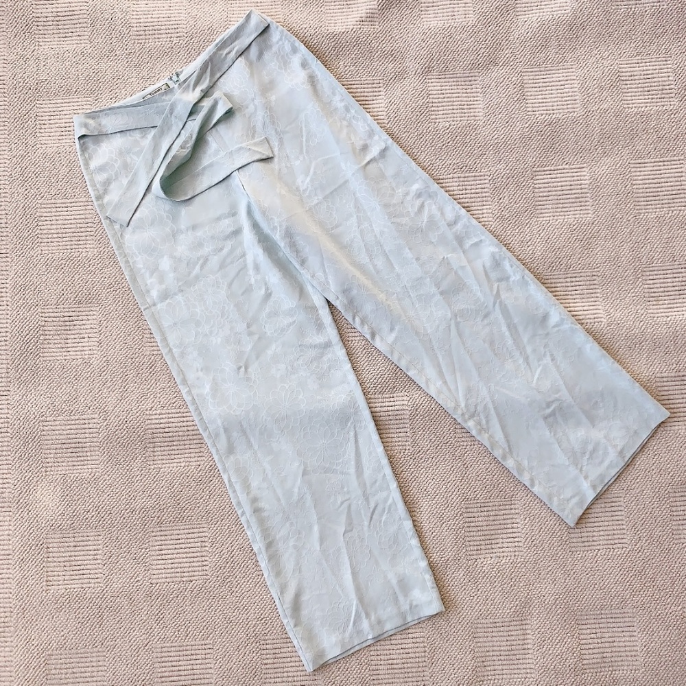 Tommy Bahama Wide Leg Belted Blue Mint Pants sz 10